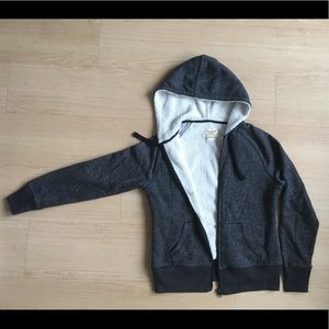 Charcoal fleece-lined zip-up hoodie - Small
